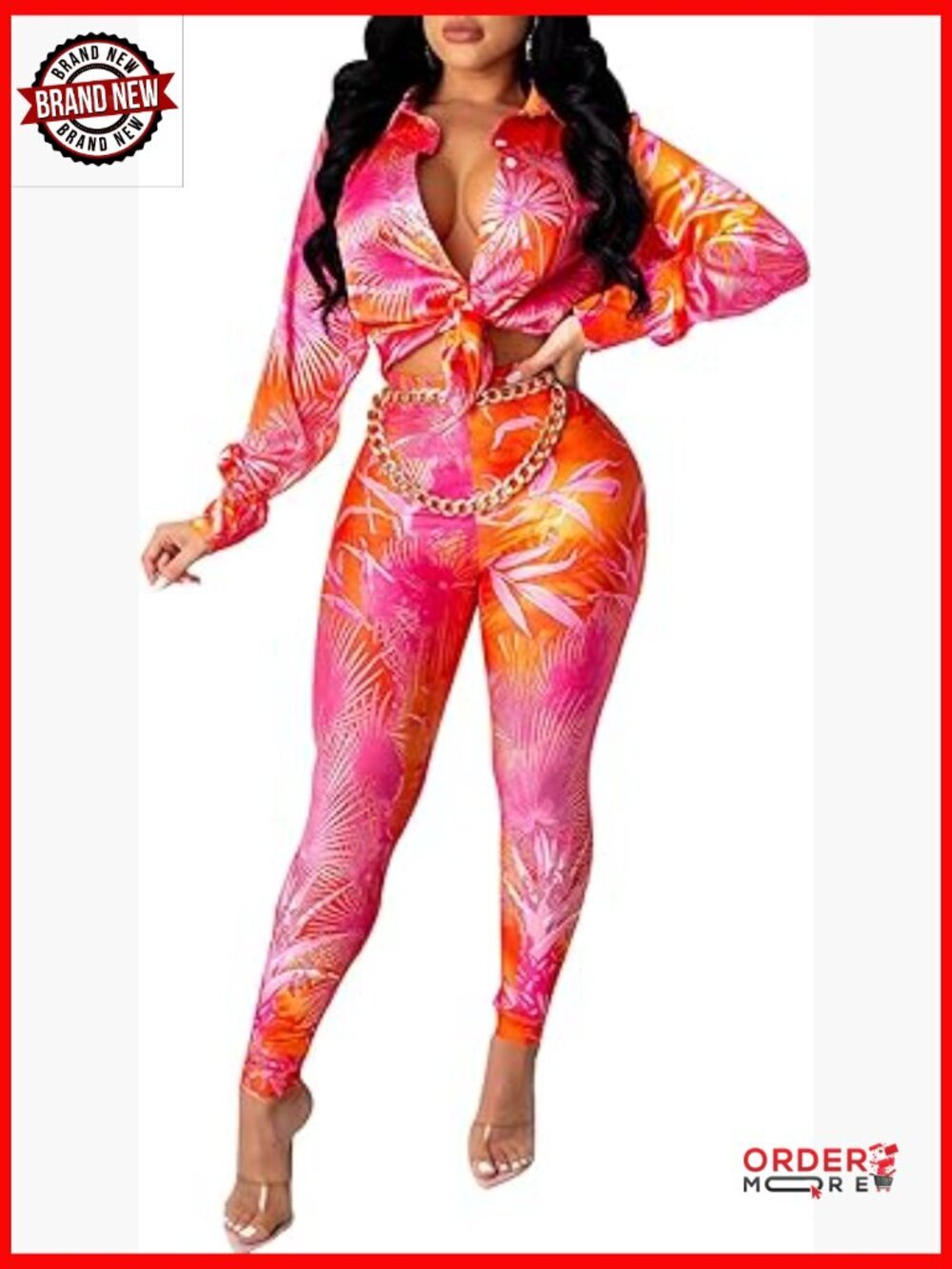 Floral Print 2 Piece Tracksuit Set Long Sleeve High Waist Leggings